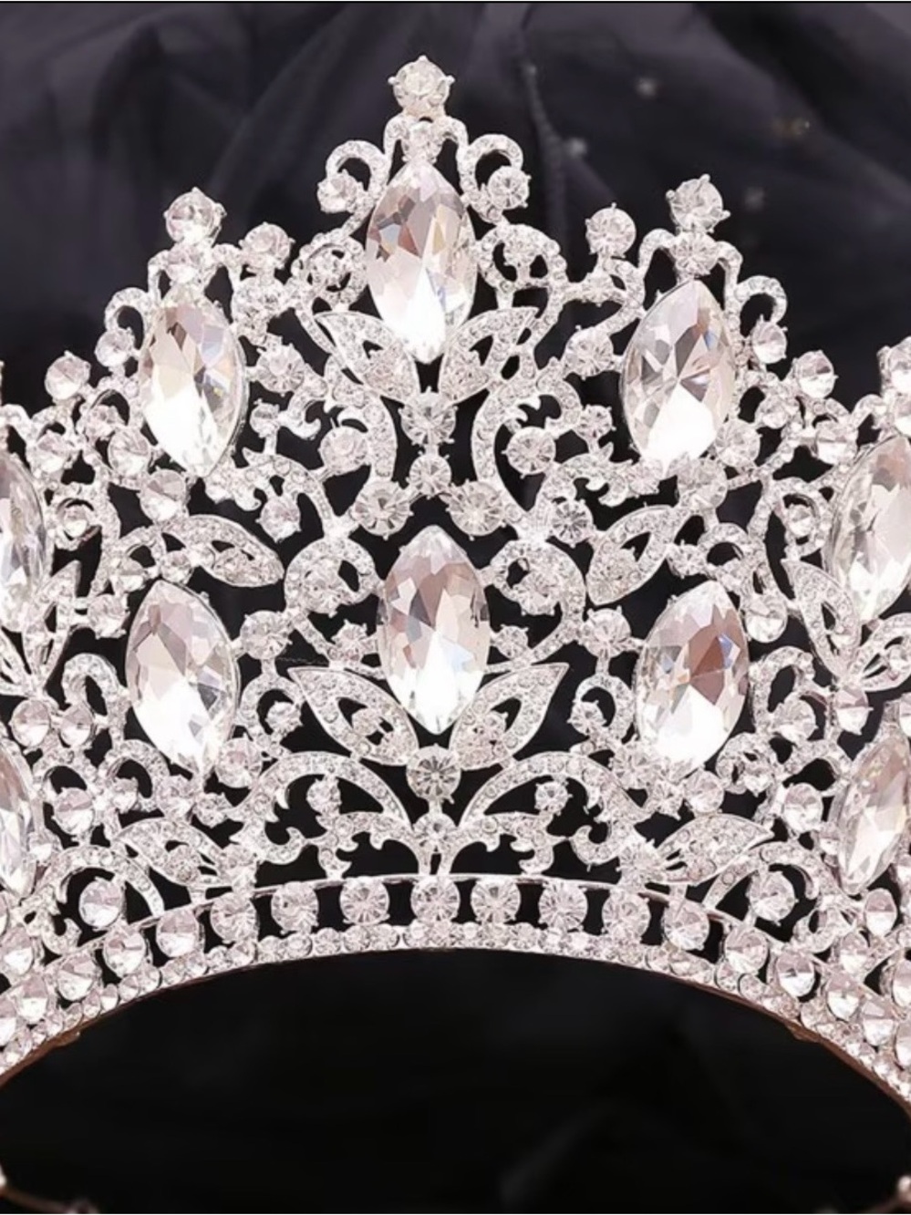 Crystal Bridal Tiara Crown - Silver Clear